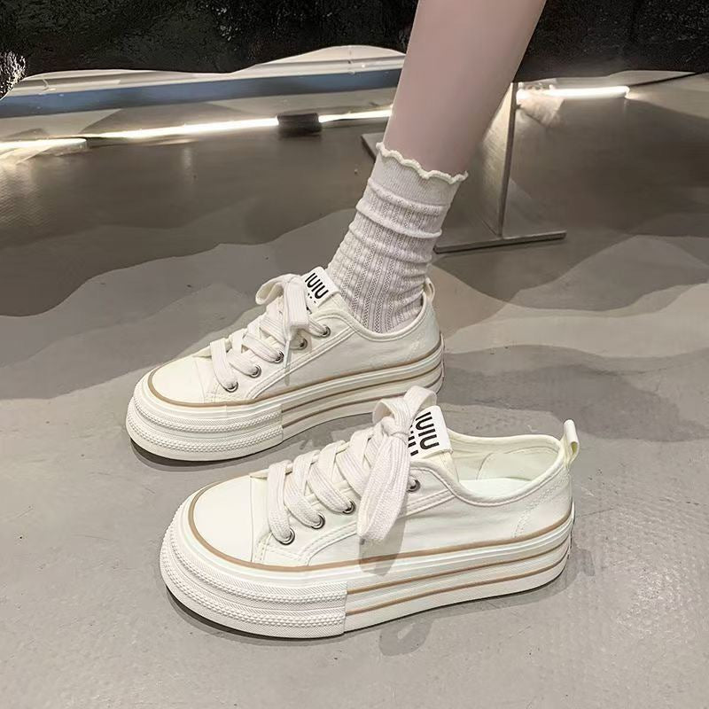 Damen Plateausneaker Sportlich Atmungsaktiv Canvas