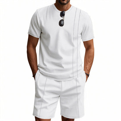 Herren Freizeit-Set Kurzarm Oberteil und Shorts Sportlich Leger