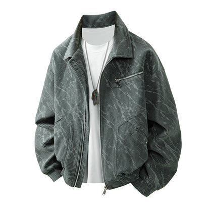 Herren Cordjacke Modern mit Reißverschluss Grün Braun