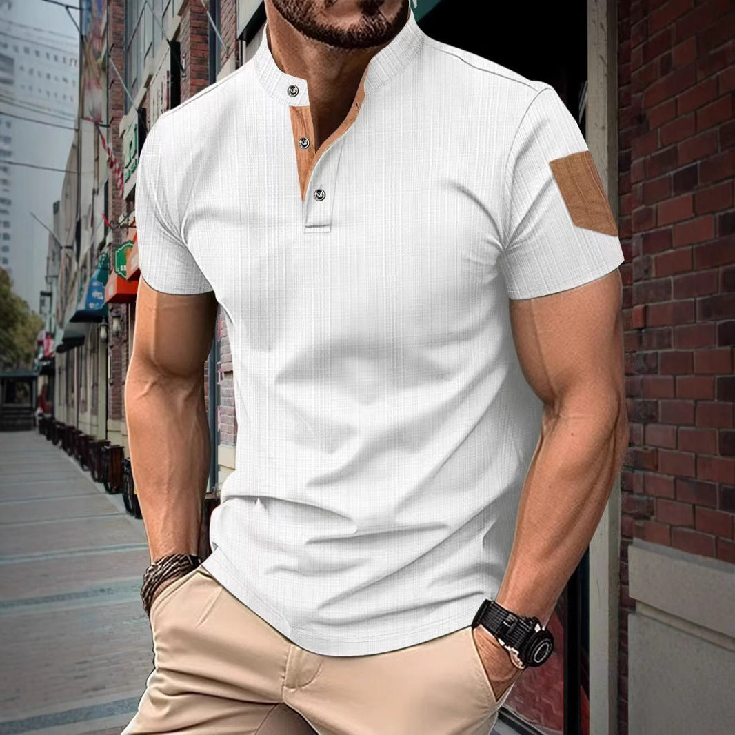 Herren Kurzarmhemd Modern mit Kontrastkragen und Akzenten
