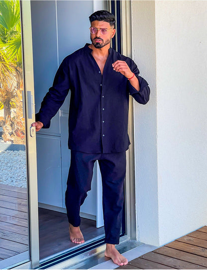 Herren Leinenanzug Modern Stehkragen Praktisch