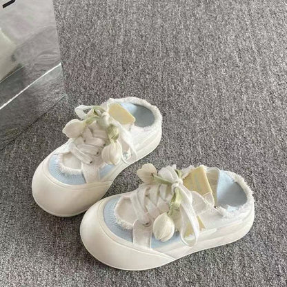 Damen Sneaker Floral Schnürschuhe Trendy Modisch - BerlinGlamour