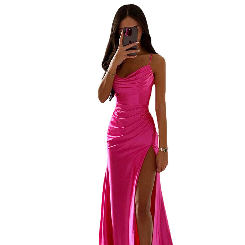 Elegantes Maxikleid Damen Asymmetrisch Raffiniert Lang