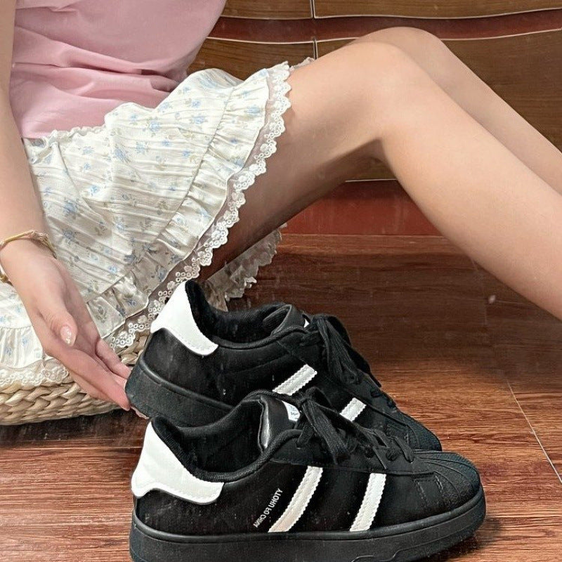 Damen Sneaker Sportlich Bequem Laufsohle Weißen