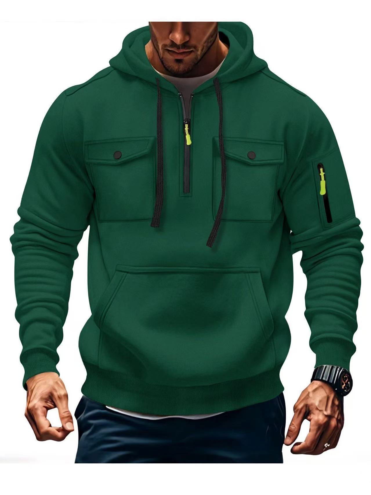 Herren Hoodie Funktionsjacke Mit Taschen Sportlich Modern
