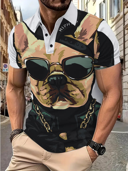 Herren Poloshirt Hundemotiv Modern Berlin Style