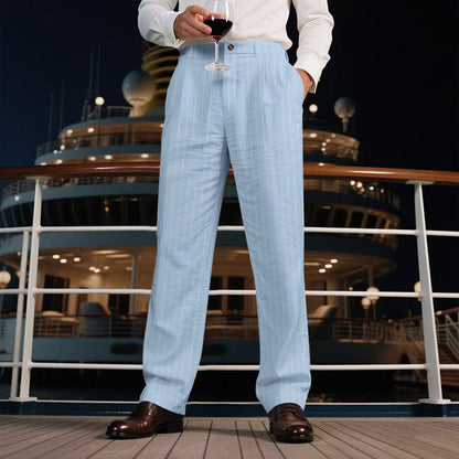 Herren Hose Streifen Elegant Slim Fit