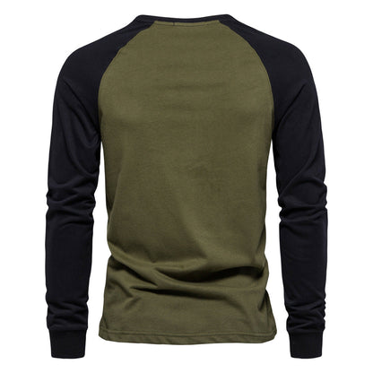 Herren Langarmshirt Modernes Kontrastdesign Bequem