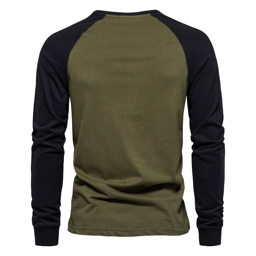 Herren Langarmshirt Modern Raglan Design Schwarz