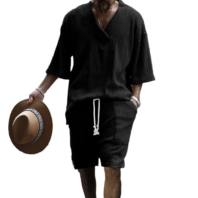 Herren Strickset V-Ausschnitt Elastisch Bequem