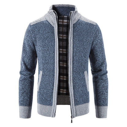 Herren Strickjacke Stehkragen Modern Strukturiert