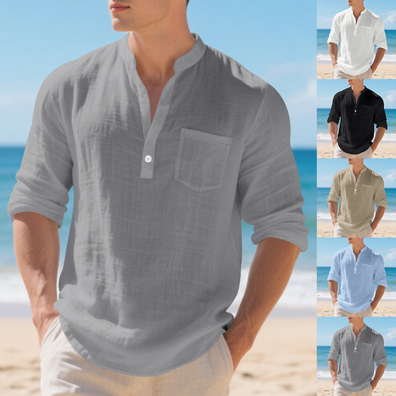 Herren Sommerbluse Leicht Halbkragen Modern - BerlinGlamour