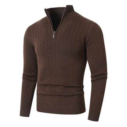 Strickpullover Herren mit Reißverschluss und Struktur Optik