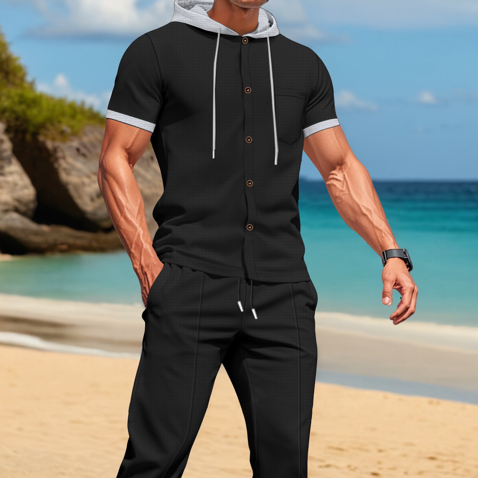 Herren Set Hemd Hose mit Kapuze Modern Berlin Style - BerlinGlamour