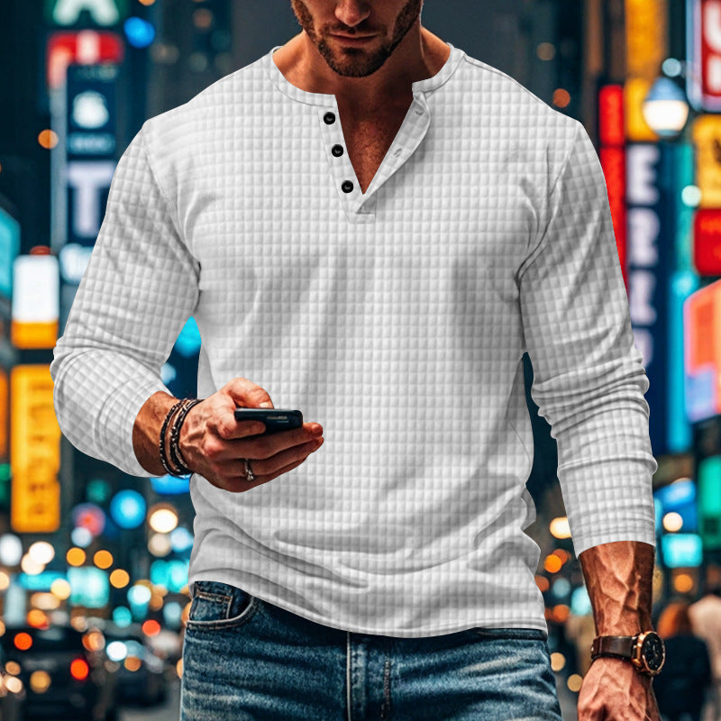 Herren Hemd Langarm Elegantes Design Knopfleiste Modern