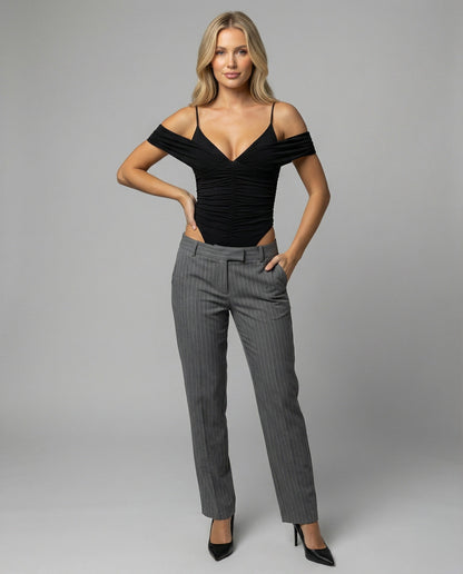 Damen Body mit Cut-Out Effekt Elegant Glitzer