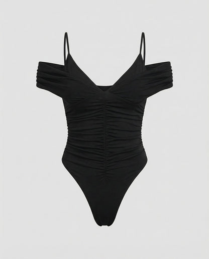 Damen Body mit Cut-Out Effekt Elegant Glitzer