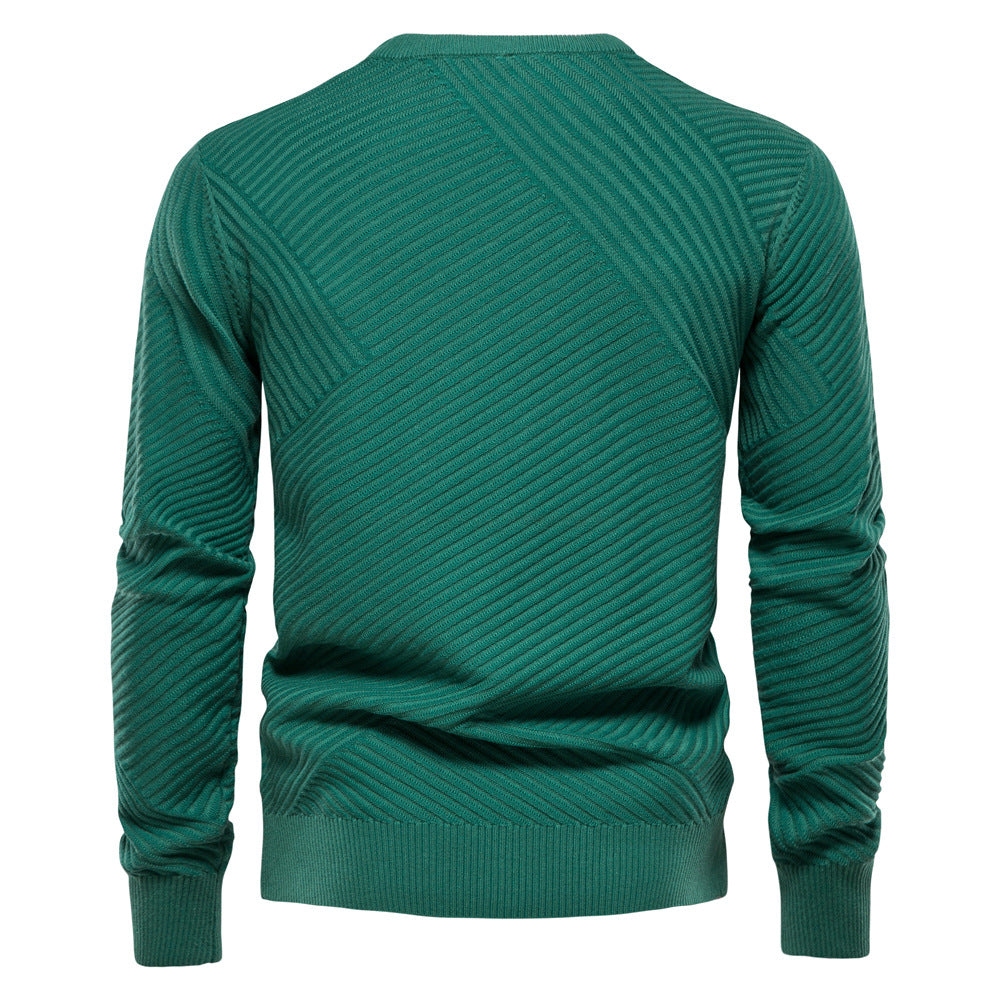 Herren Strickpullover Modern Diagonal Muster Grau