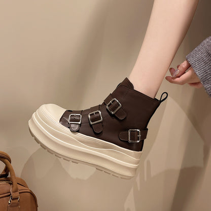Damen Stiefel Chunky Rutschfest mit Schnallen Winter