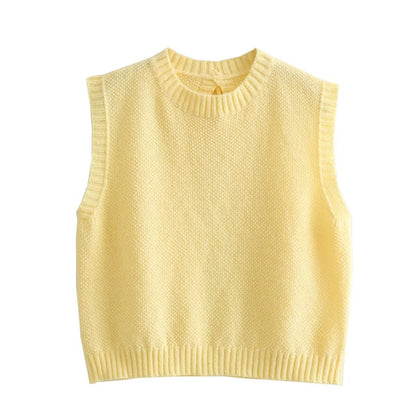 Damen Oberteil Ärmellos Strick mit Muster Damenmode