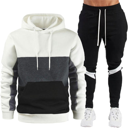 Sportliche Herren Jogginghose Hoodie Set Baumwolle Grau