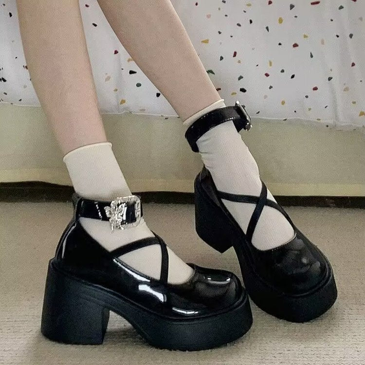 Damen Plateau Pumps Hochabsatz Elegant Schwarz