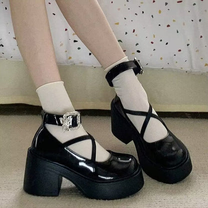 Damen Plateau Pumps Hochabsatz Elegant Schwarz