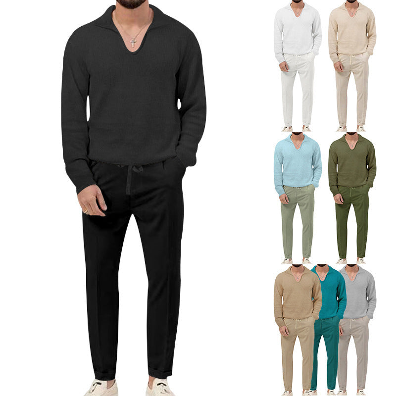 Herren Pullover V-Ausschnitt mit eleganten Hosen