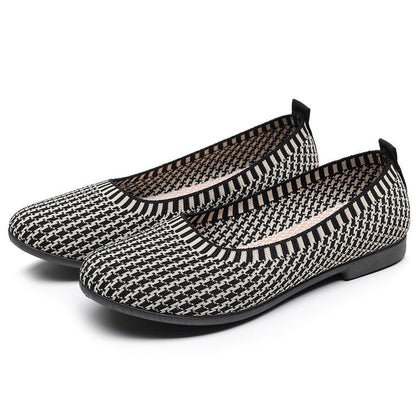 Damen Ballerinas Strick Atmungsaktiv Elegante