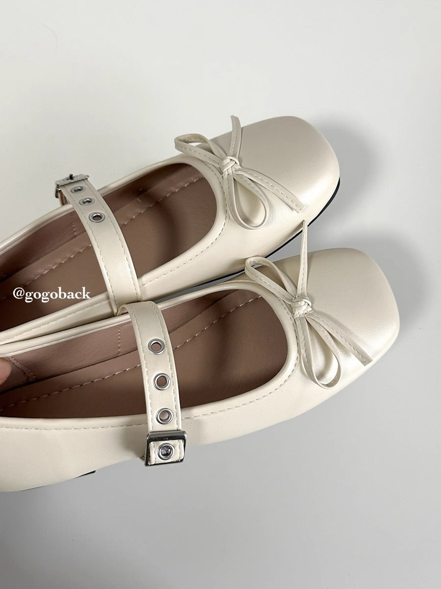 Damen Ballerinas Schleifen Dekor Riemen Verstellbar