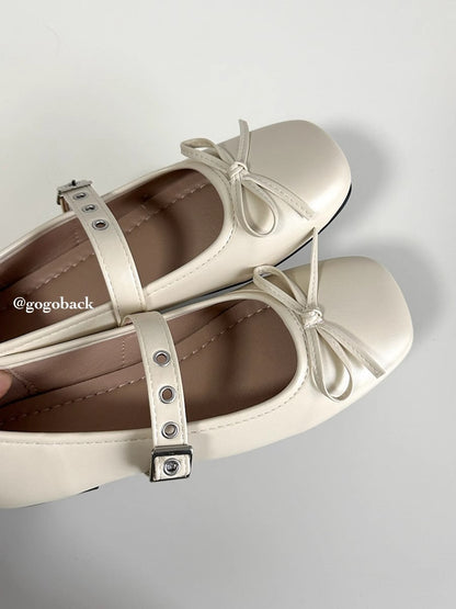 Damen Ballerinas Schleifen Dekor Riemen Verstellbar