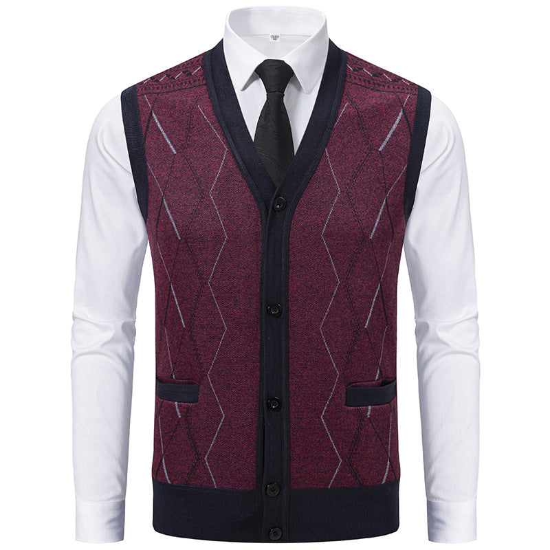 Herren Strickweste Modern mit Muster und Taschen
