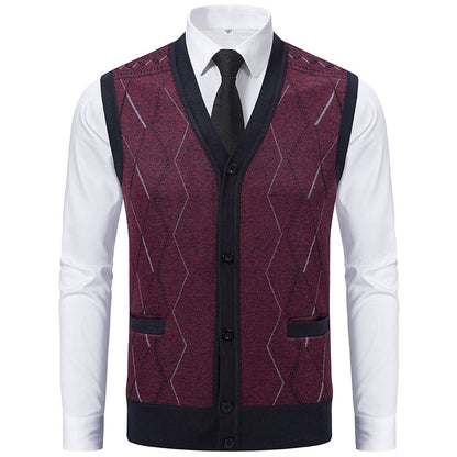 Herren Strickweste Modern mit Muster und Taschen