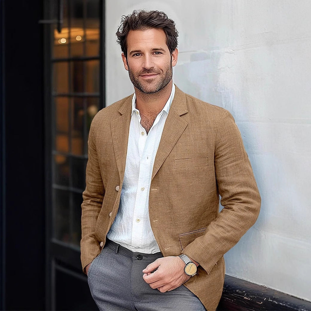Herren Leinenblazer Leicht Sommer Modern