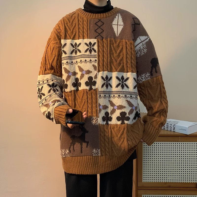Grobstrickpullover Damen Gemustert Trendig Modern
