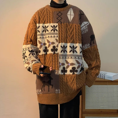 Grobstrickpullover Damen Gemustert Trendig Modern