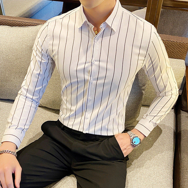 Elegantes Langarmhemd Herren Gestreift Modern