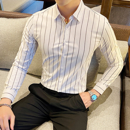 Elegantes Langarmhemd Herren Gestreift Modern