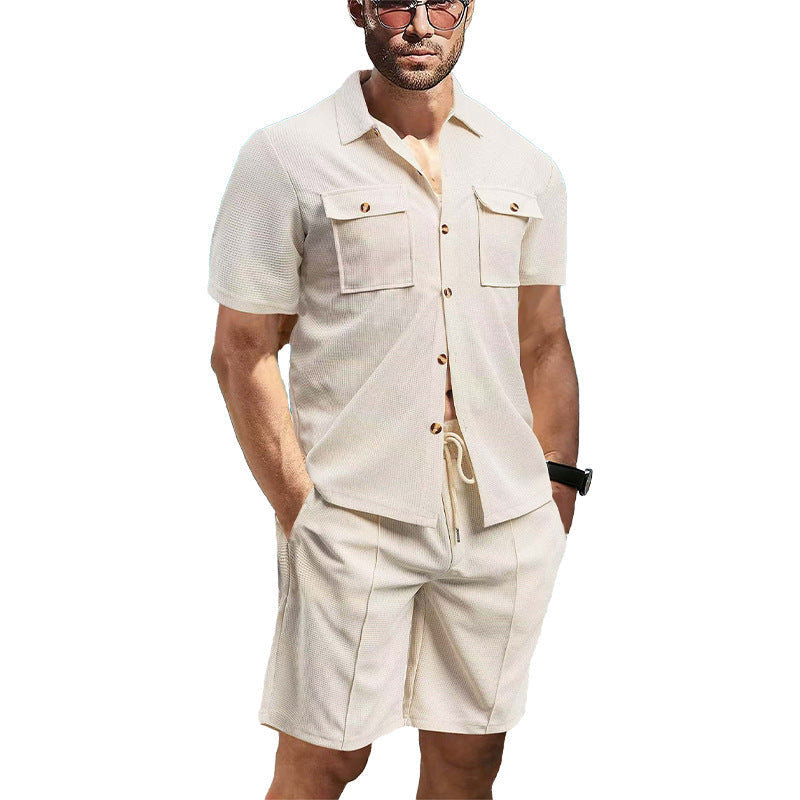Herren Kurzarmhemd und elastische Shorts Set Sommer - BerlinGlamour