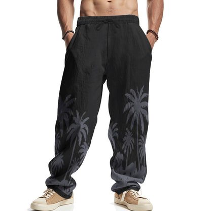 Herren Freizeithose Bequem Palmenmuster Relaxed Fit
