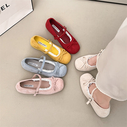 Damen Ballerinas Elegant Spitze Schnallenverschluss
