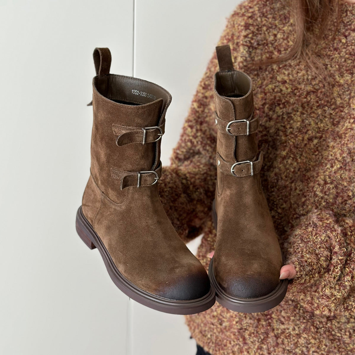 Damen Stiefel Stylisch Schnalle Robust Winter