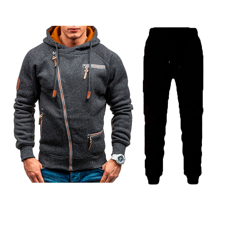 Herren Sportlich Sweatjacke Jogginghose Set Mit Kontrastdetails