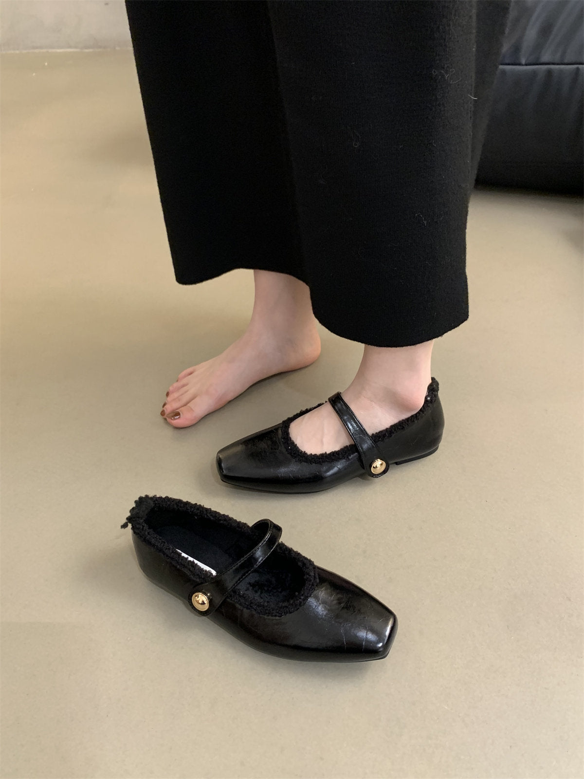 Damen Ballerinas Weich Bequem Mit Riemchen