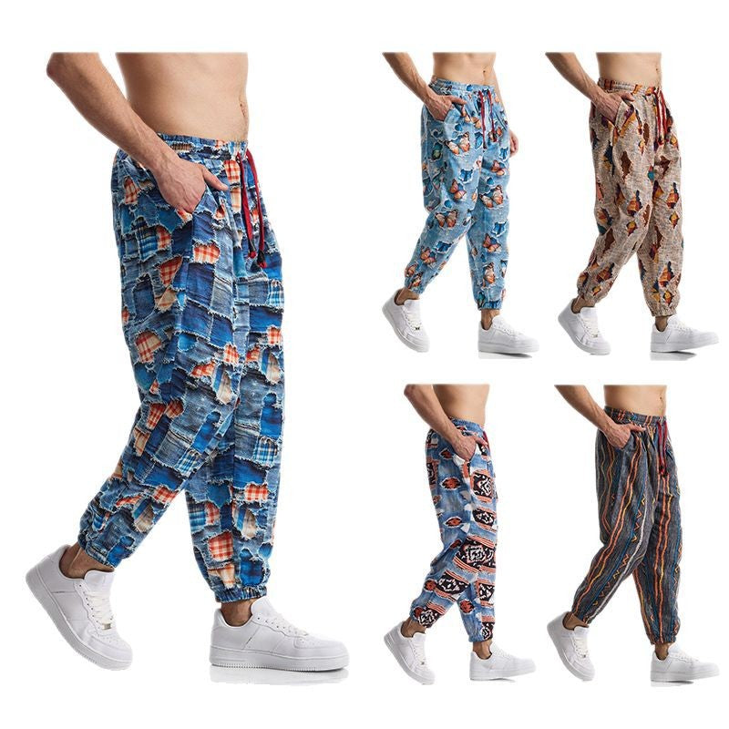 Herren Harem-Hose Bunt Elastisch Comfort Fit