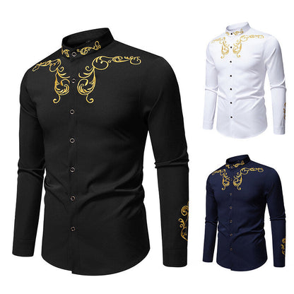 Herren Langarmhemd Elegantes Mit Verzierungen Modern
