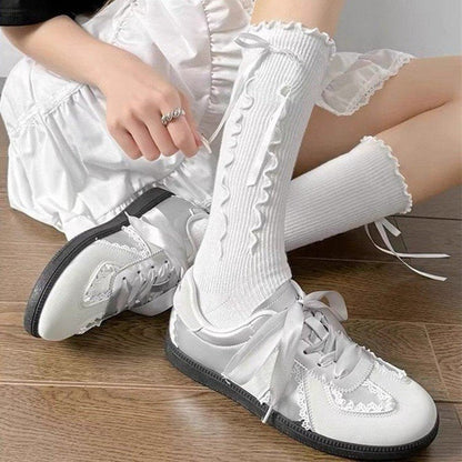 Damen Sneaker Spitze Schuhe Frauen Trendschuhe