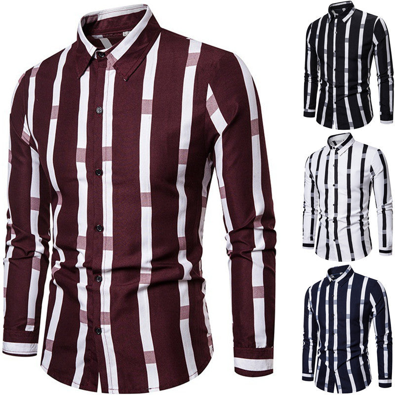 Herren Langarmhemd Streifenmuster Modern Slimfit - BerlinGlamour