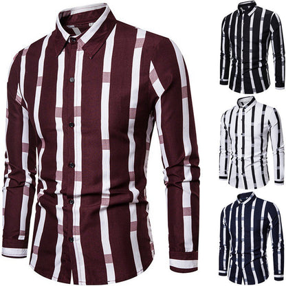 Herren Langarmhemd Streifenmuster Modern Slimfit - BerlinGlamour