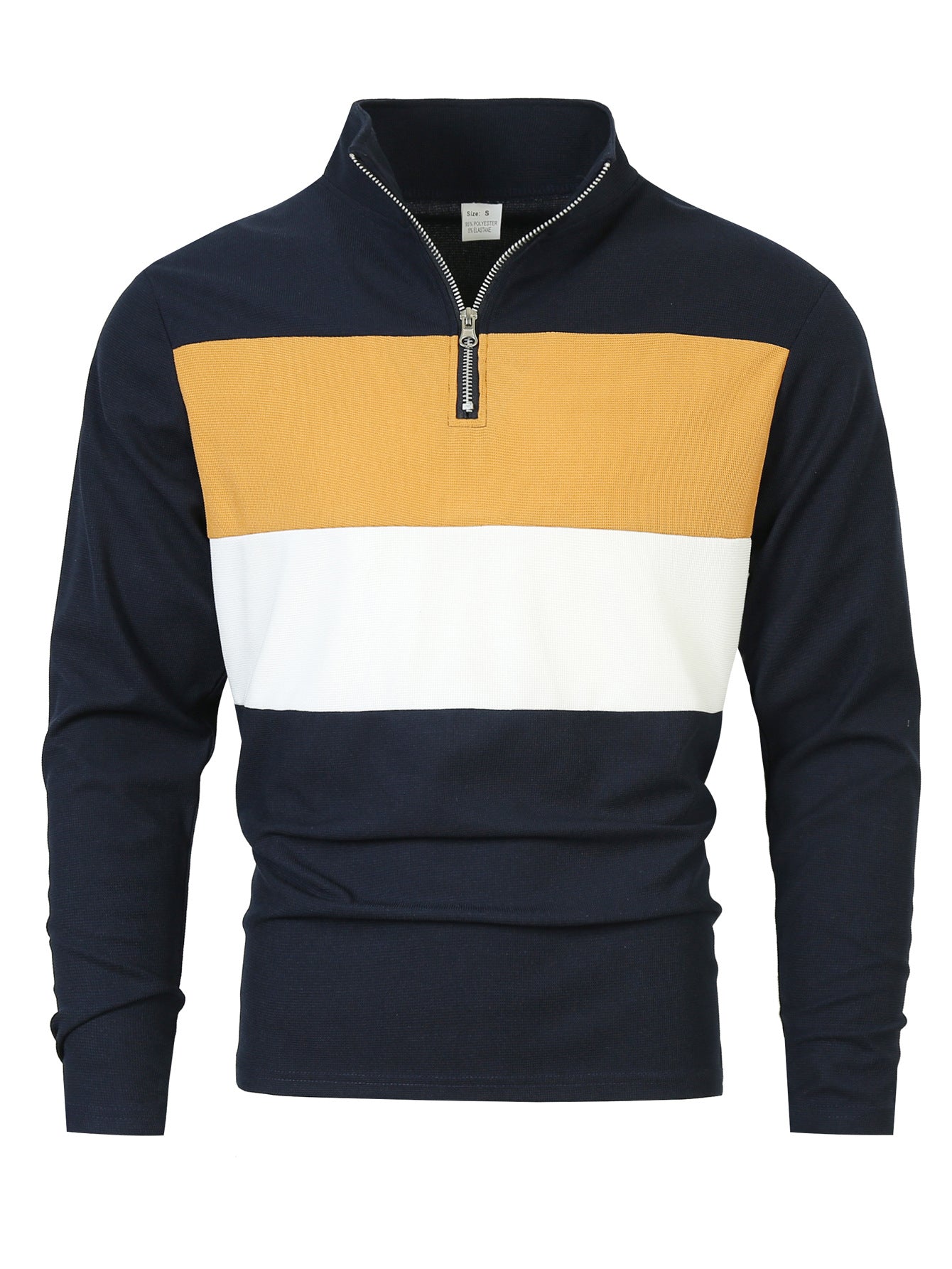 Herren Pullover Reißverschluss Farbblock Modern